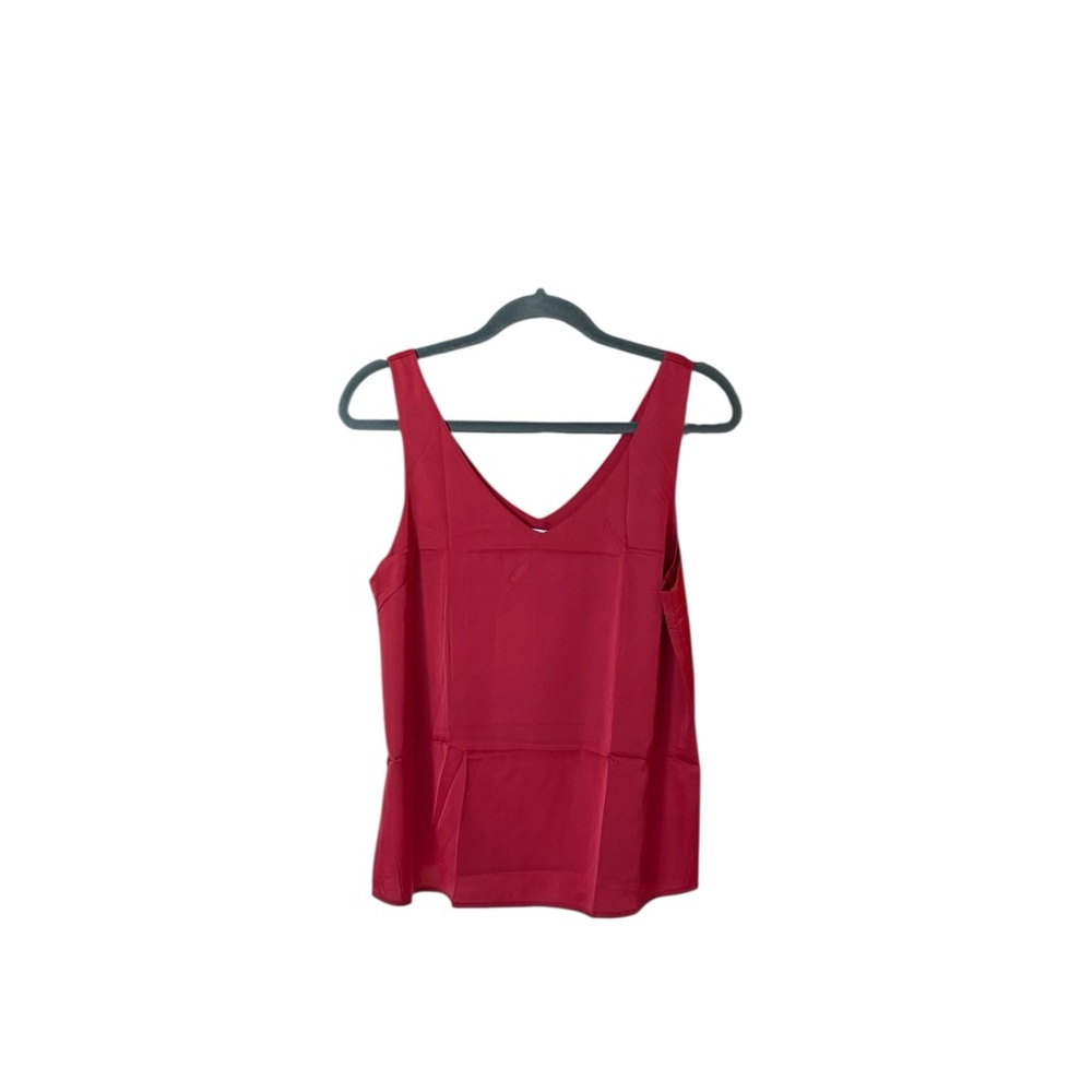 Beautiful red satin V-neck top… Size medium… Never worn… Perfect for layering…